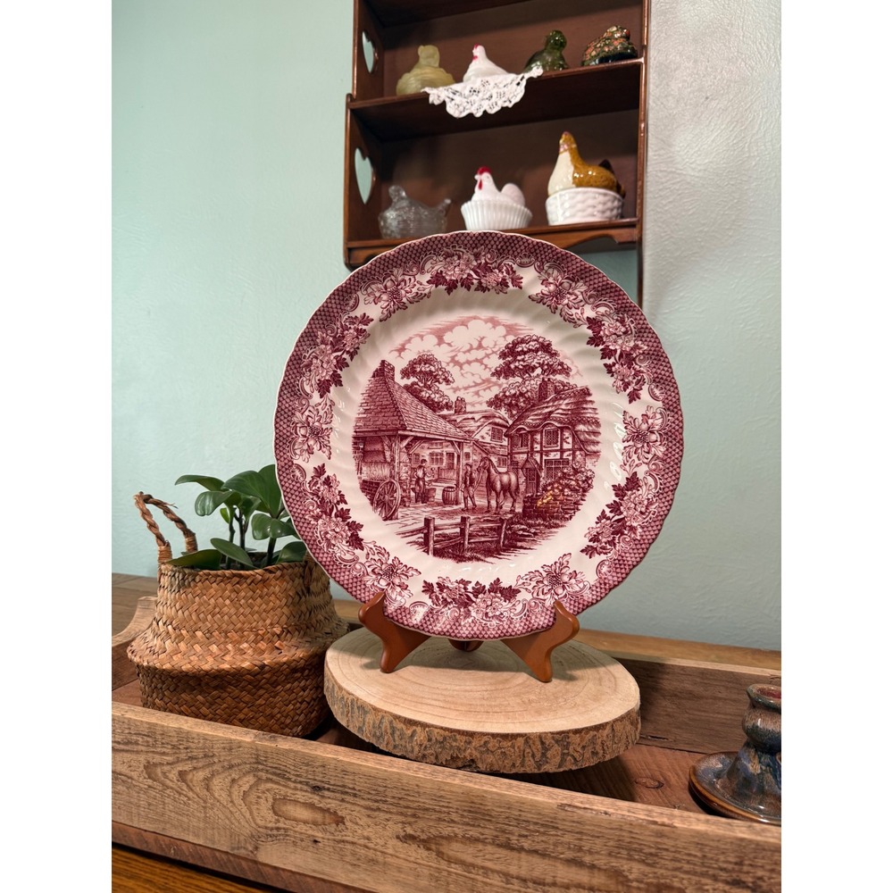 British Anchor Merrie Olde England Pink Mulberry Ironstone 12.5" Platter England
